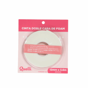CINTA DOBLE CARA DE FOAM 12MM X 3.6MTS QUELLI