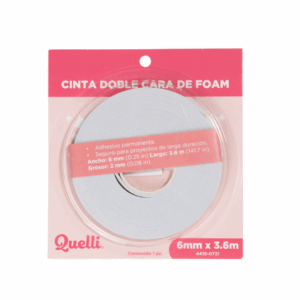 CINTA DOBLE CARA DE FOAM 6MM X 3.6MTS QUELLI